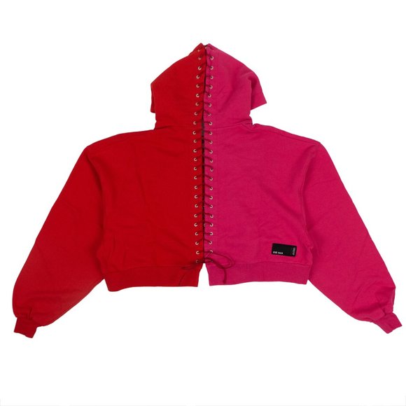UNRAVEL PROJECT Fuchsia And Red Lace-Up Hoodie Sweatshirt Size XXS $735 - Picture 4 of 6